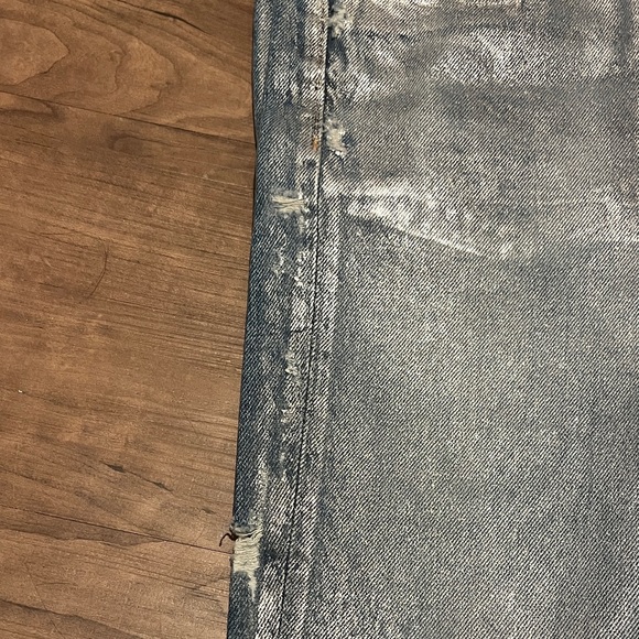 EB Denim Metallic Silver Blue High Rise Straight Leg Jeans - Picture 7 of 8